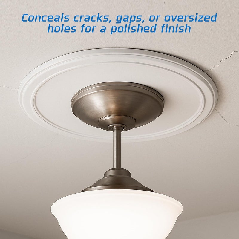 OHLECTRIC Ceiling Medallion (16″ × 4″ Center Hole) White Molded Plastic Smooth Medallion 16″ OD × 4″ ID ×7/8 ″ P. Durable Molded Medallion, Decorative Medallion for Ceiling, Lights, Chandeliers - Image 5